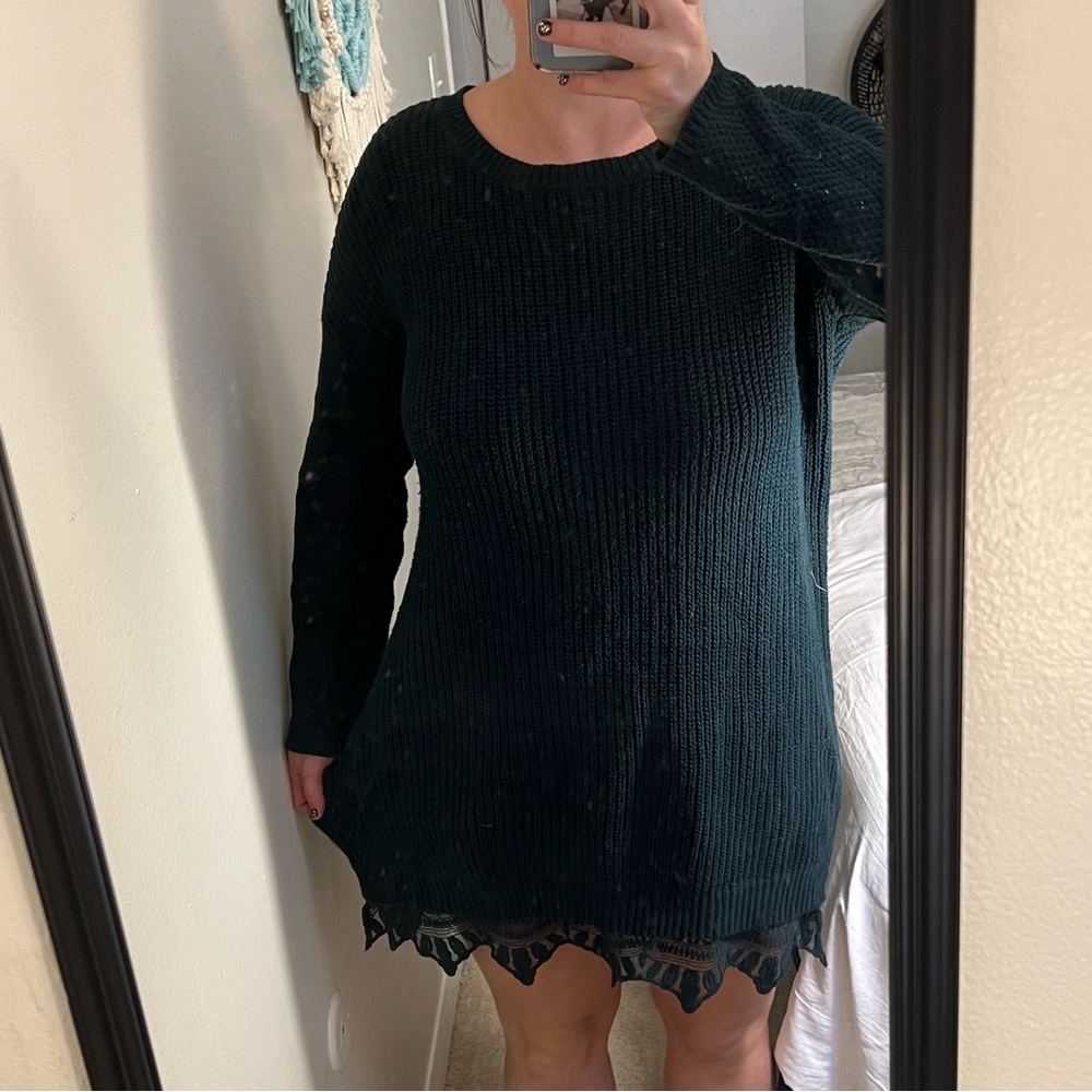 Teal sweater dress